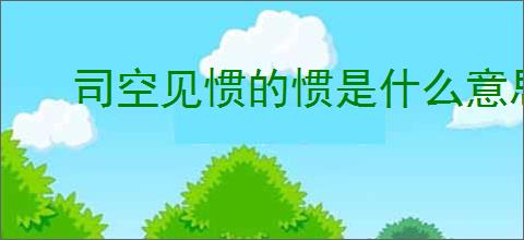 司空见惯的惯是什么意思