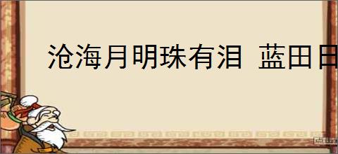 沧海月明珠有泪 蓝田日暖玉生烟