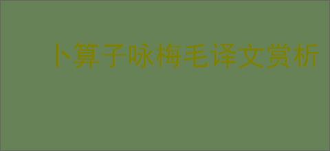 卜算子咏梅毛译文赏析